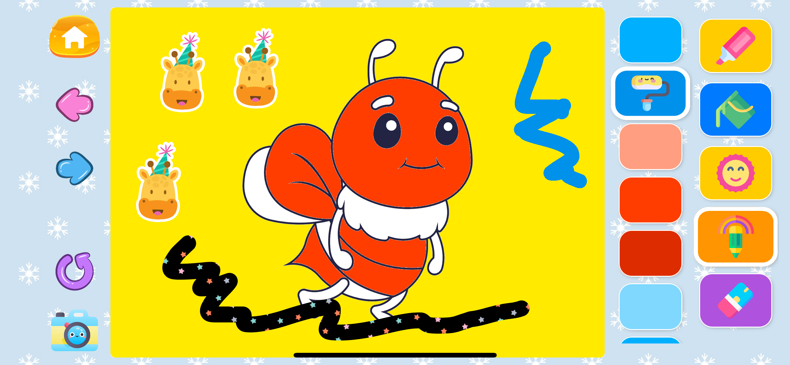 Gallery of colorful drawings created by children using the app